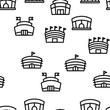 Arena Buildings Seamless Pattern Vector Illustrazione stock
