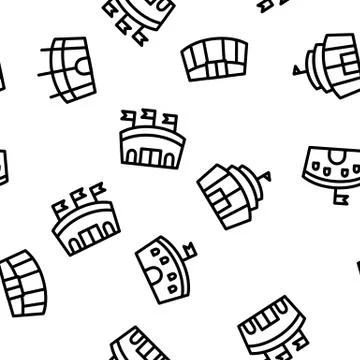 Arena Buildings Seamless Pattern Vector Stock Illustration