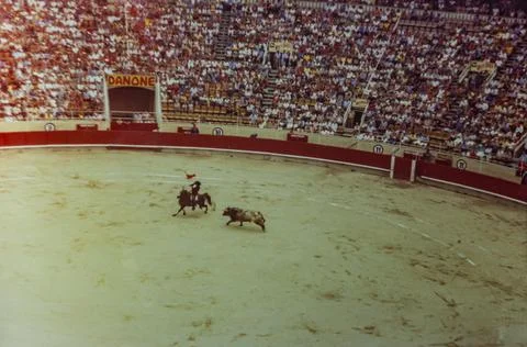 Arena with corrida in 70s Stock Photos