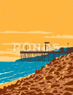 Arena Cove Beach in Point Arena California USA WPA Poster Art ...