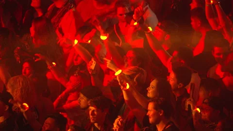 Arena Crowd Slow Motion with light bands Stock Footage 207956454