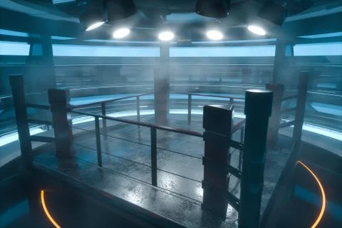 The arena in a dark room, 3d rendering. Stock Illustration
