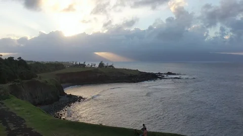 Arerial View Magic Hawaii Sunset Stock Footage 109117592