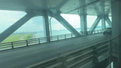 AREX Train Window View of Incheon Grand Bridge South Korea 4K RAW 库存影片 337244565