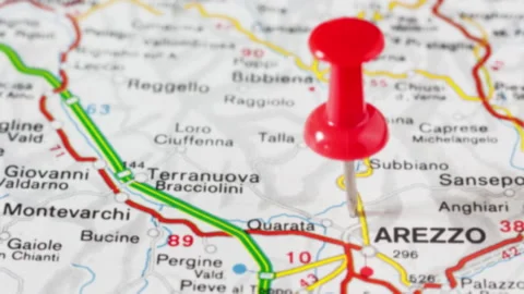 AREZZO on a map Video stock 177350101