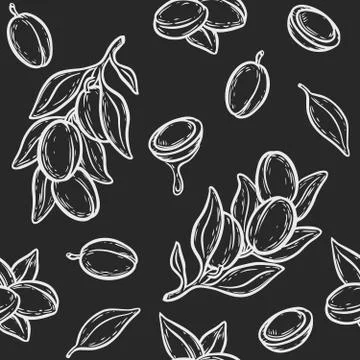 Argan nut oil seamless pattern Stock Illustration