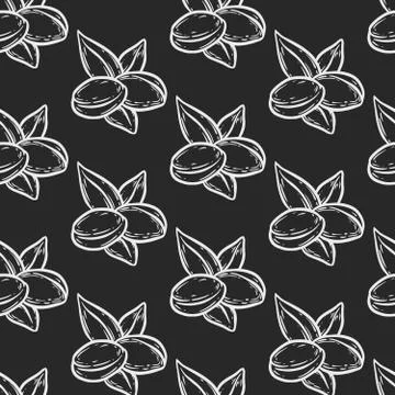 Argan nut oil seamless pattern Stock Illustration