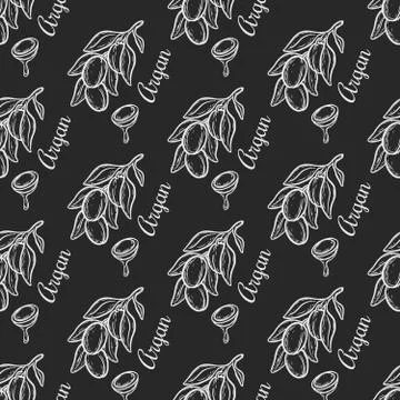 Argan nut oil seamless pattern Stock Illustration