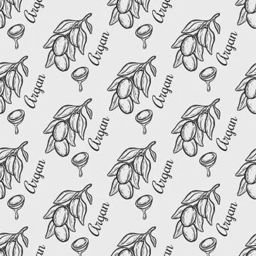 Argan nut oil seamless pattern Stock Illustration