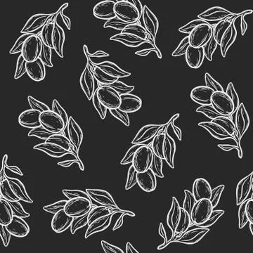 Argan nut oil seamless pattern Stock Illustration