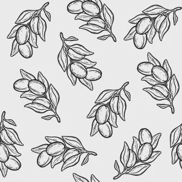 Argan nut oil seamless pattern Stock Illustration