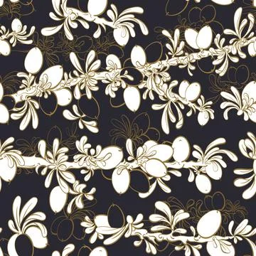 Argan seamless pattern. Vector line graphic garden Illustrazione stock