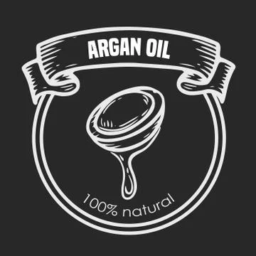 Argan vector drawing nut oil, fruit, berry, leaf, branch, plant. Stock Illustration