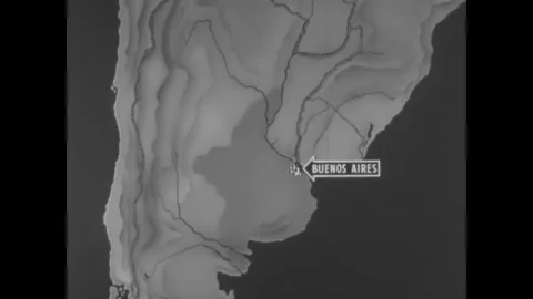 ARGENTINA - 1948 - Animated map points to the location of Buenos Aires and the Stock Footage 340652937