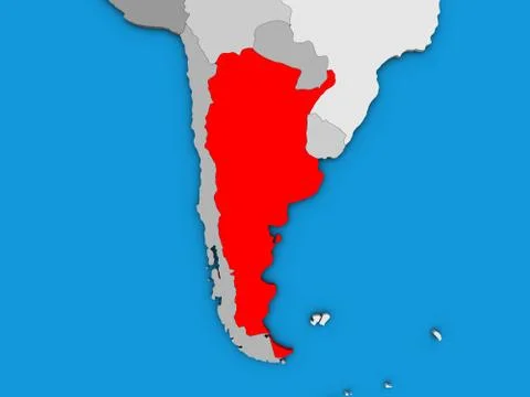 Argentina on 3D map Stock Illustration