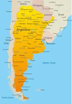 Argentina Abstract vector color map of Argentina country Copyright: xZoona... Stock Photos