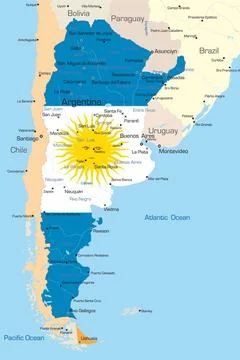 Argentina Abstract vector color map of Argentina country colored by nation... Stock Photos