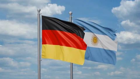 Argentina and Germany two flags Stock Footage 267402739