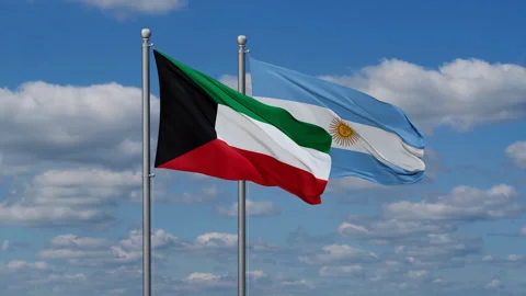 Argentina and Kuwait two flags Stock Footage 281646675
