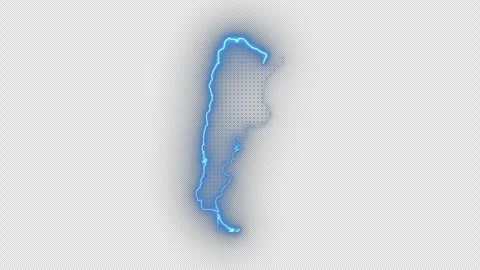 Argentina Blue Neon Map Visualization with Continuous Loop, Transparent Vídeo Stock 337294590