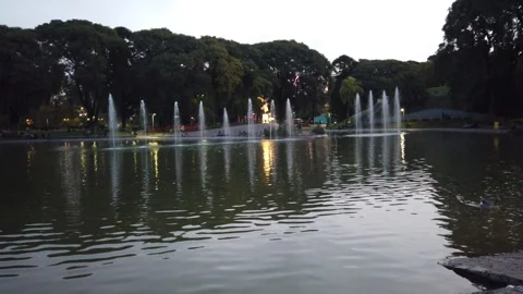 Argentina Buenos Aires at Centenario Park Lake Fountain Landscape Exterior Stock-Footage 336673016