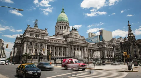 Argentina Buenos Aires Palacio Del Congreso Time Lapse Stock Footage 34128059