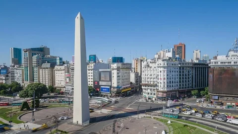 Argentina Buenos Aires time lapse of downtown with obelisco HD Stock Footage 73948489