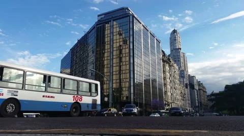Argentina Buenos Aires traffic at rush hour near Retiro Stock Footage 48445549