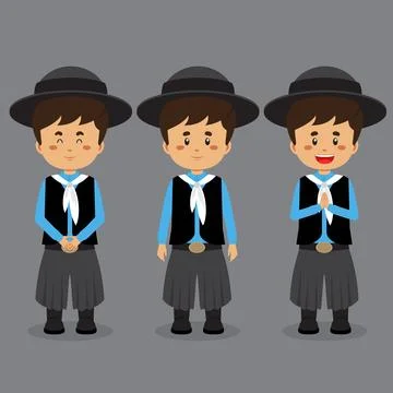 Argentina Character with Various Expression Stock Illustration