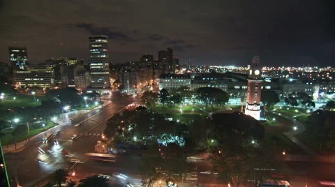 Argentina clock tower night traffic time lapse 스톡 동영상 50772068