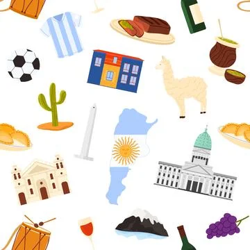 Argentina Culture Seamless Pattern Vector Design Stock Illustration