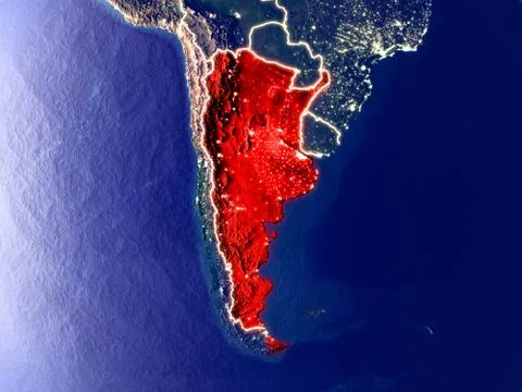 Argentina on Earth at night Stock Illustration