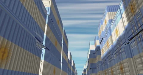 Argentina export cargo containers in row endless Stock Footage 339074320
