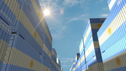 Argentina export cargo containers in row endless Stock Footage 339074337