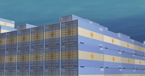 Argentina export cargo containers terminal Stock Footage 339073736