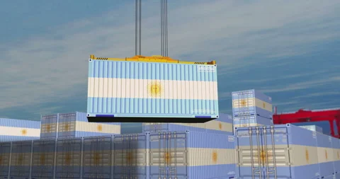 Argentina export containers cargo crane loading 動画素材 339153779