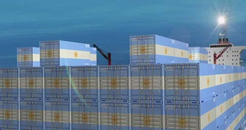 Argentina export containers on cargo ship Stock Footage 339154340