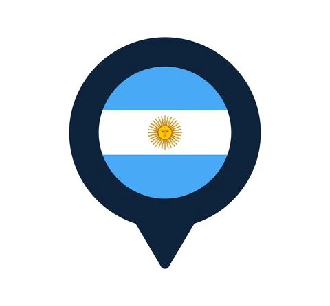 Argentina flag and map pointer icon. National flag location icon vector desig Stock Illustration