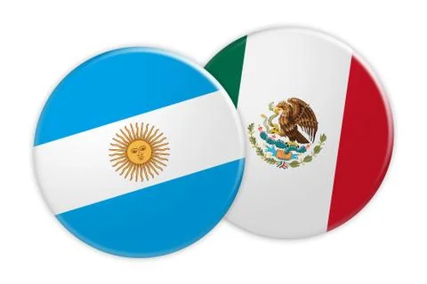 Argentina Flag Button On Mexico Flag Button, 3d illustration on white background Stock Illustration