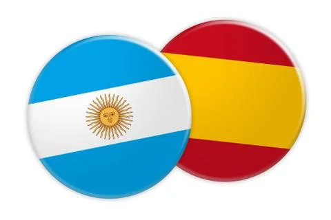 Argentina Flag Button On Spain Flag Button, 3d illustration on white background Stock Illustration