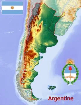 Argentina flag coat map Stock Illustration