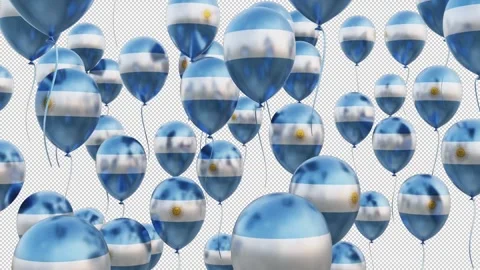 Argentina Flag On The Flying Balloons Stock Footage 314649030