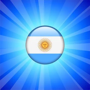 Argentina Flag Icon on Internet Button Stock Illustration