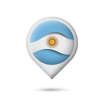 Argentina flag icon in the shape of pointer, map marker. Vector symbol, icon Stock Illustration
