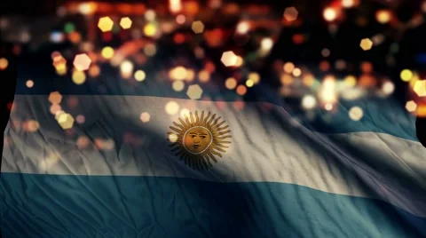 Argentina Flag Light Night Bokeh Abstract Loop Animation 4K Stock Footage 47520697