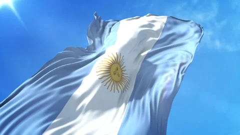 Argentina Flag Low Angle View Stock Footage 295683938