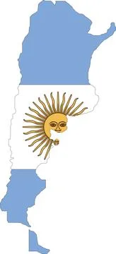 Argentina Flag in Map, Argentina Map with Flag, Country Map, Argentina Map .. Stock Illustration