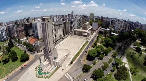 Argentina Flag Memorial Aerial Circular View Stock Footage