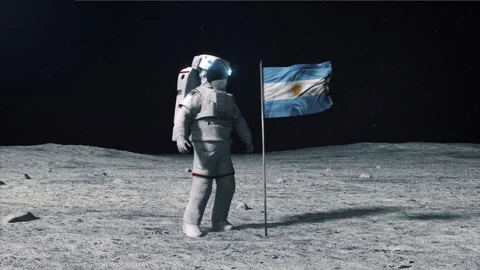 Argentina flag on Moon Stock Footage 168334201