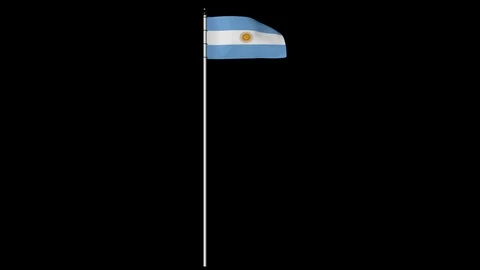 Argentina Flag on Pole with Alpha Channel 4K Video stock 87206669